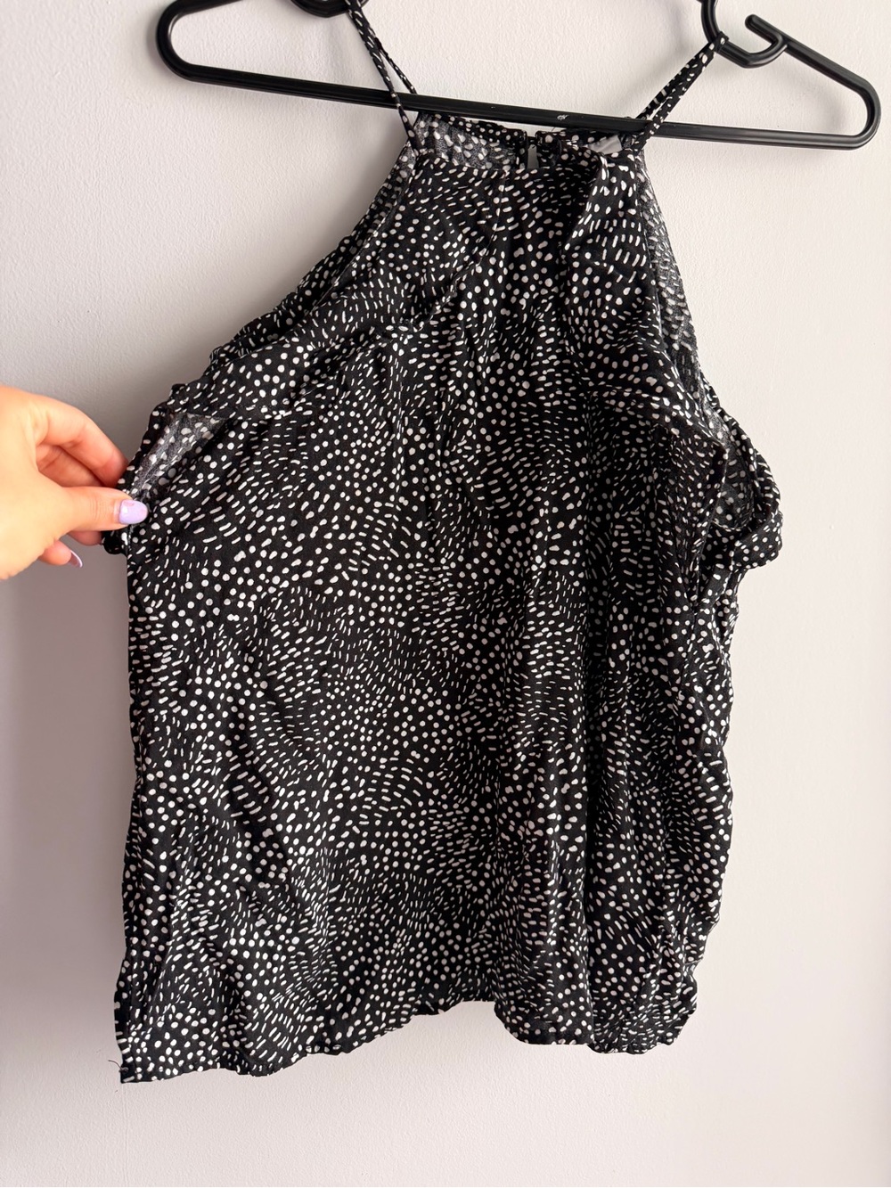 H&M Black and White Spotted Halter Cami